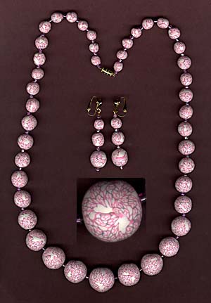Fimo Pink Lace Necklace Set